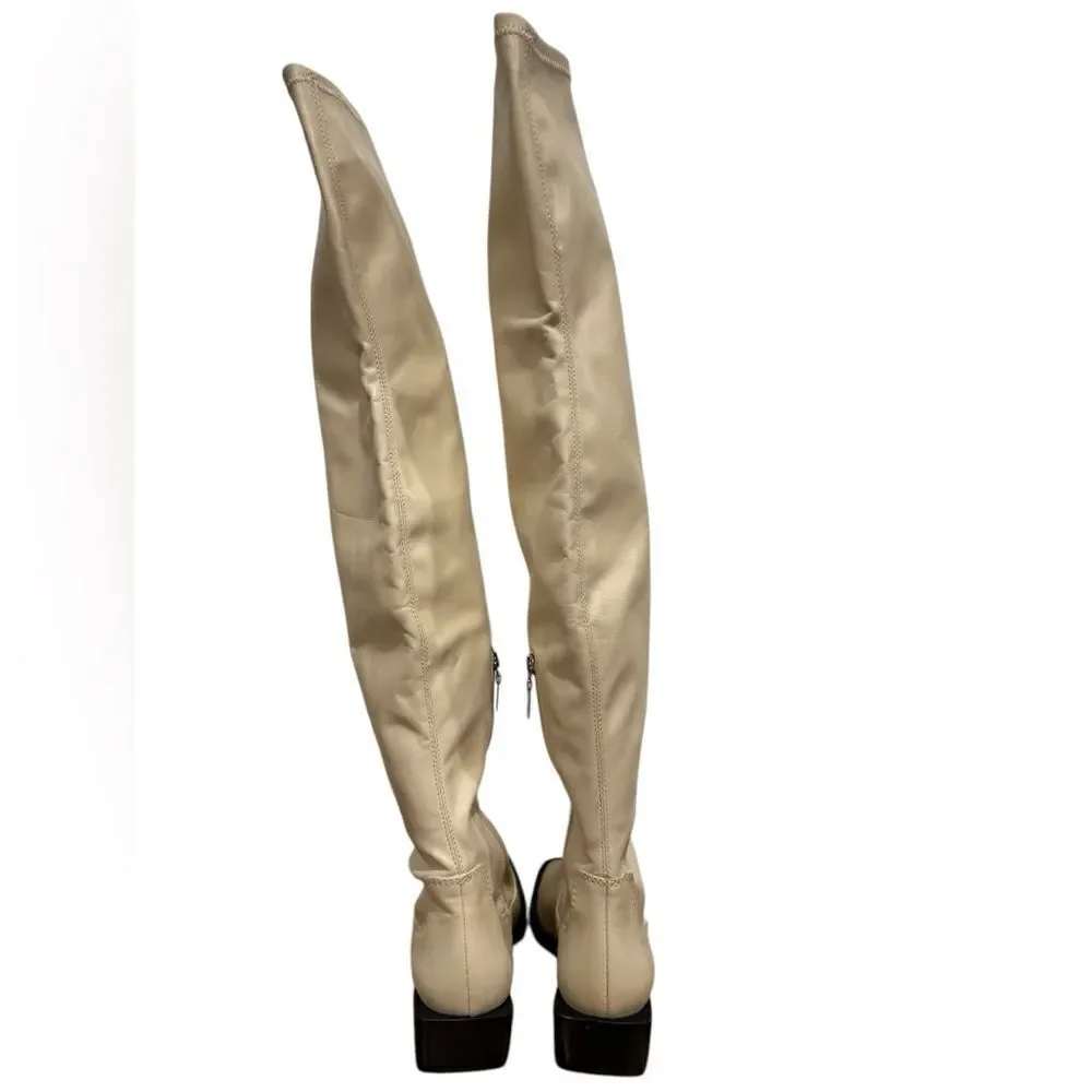 Revolve Schutz GUILY UP LEATHER BOOT in EGGSHELL